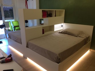 Letto estraibile per bambini Bianco - Pediera bassa 